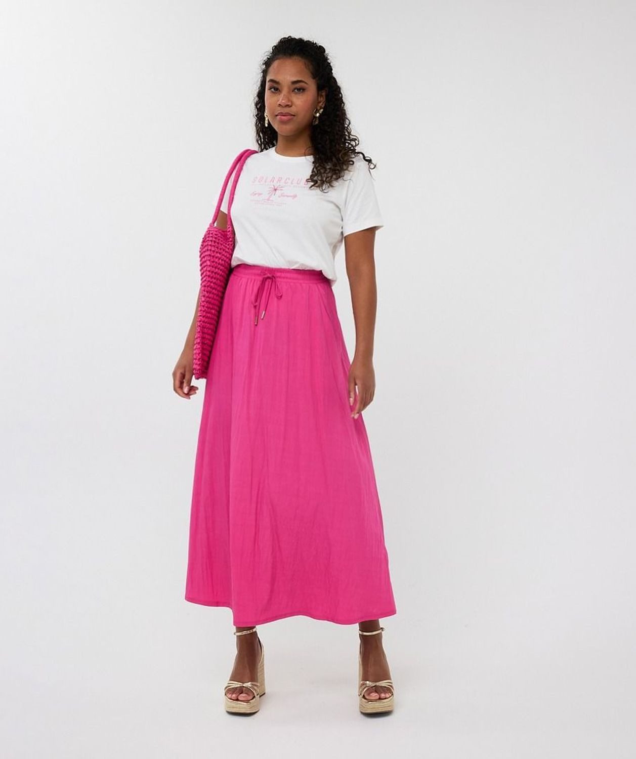 Esqualo Sommerrock Esqualo langer A-Linen-Rock Pink günstig online kaufen