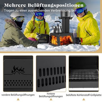 COSTWAY Feuerschale Raketenofen, Outdoor BBQ Camping Holzofen, Stahl