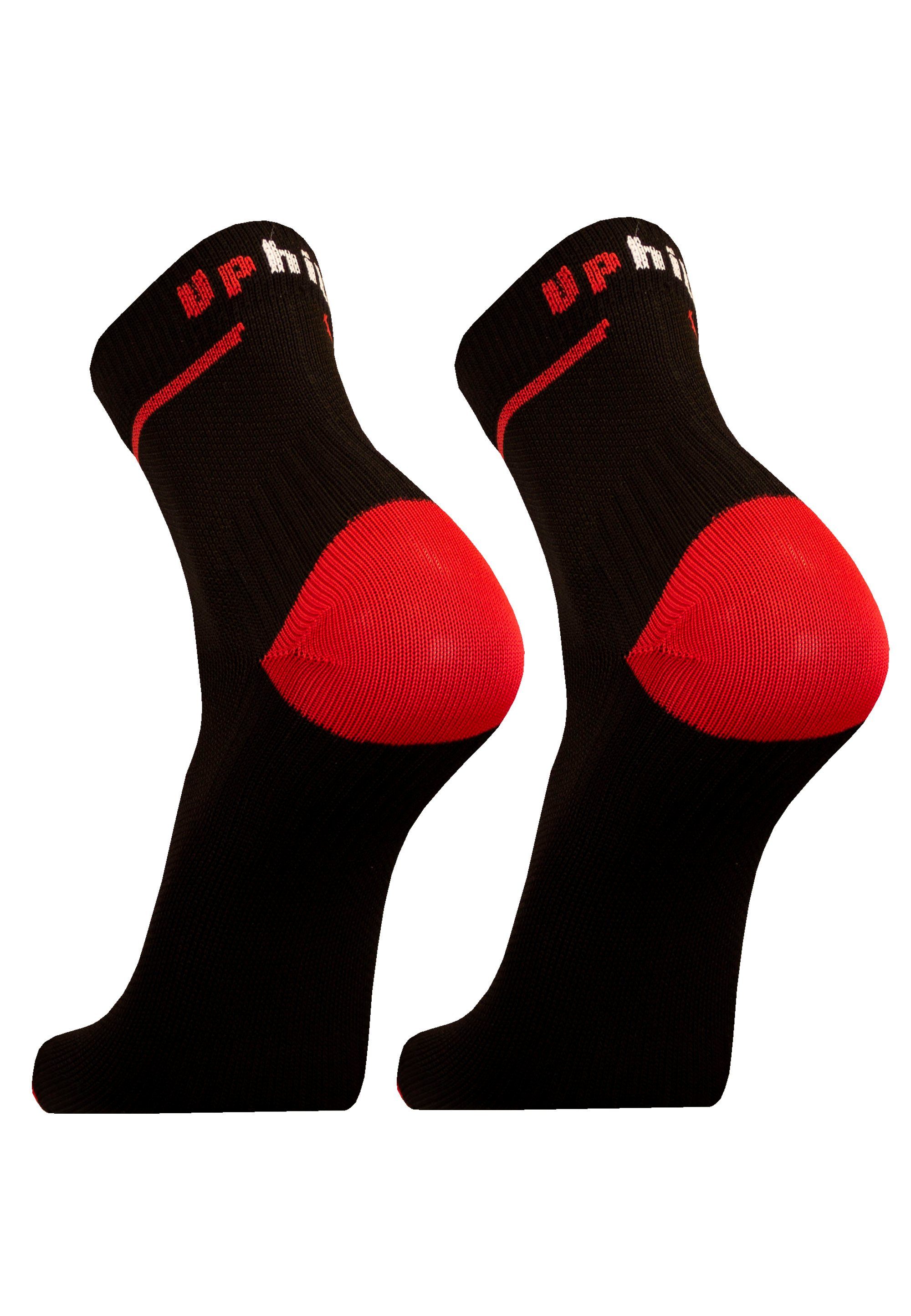 (2-Paar) gepolstertem UphillSport Socken mit 2er FRONT Pack schwarz-rot Rist