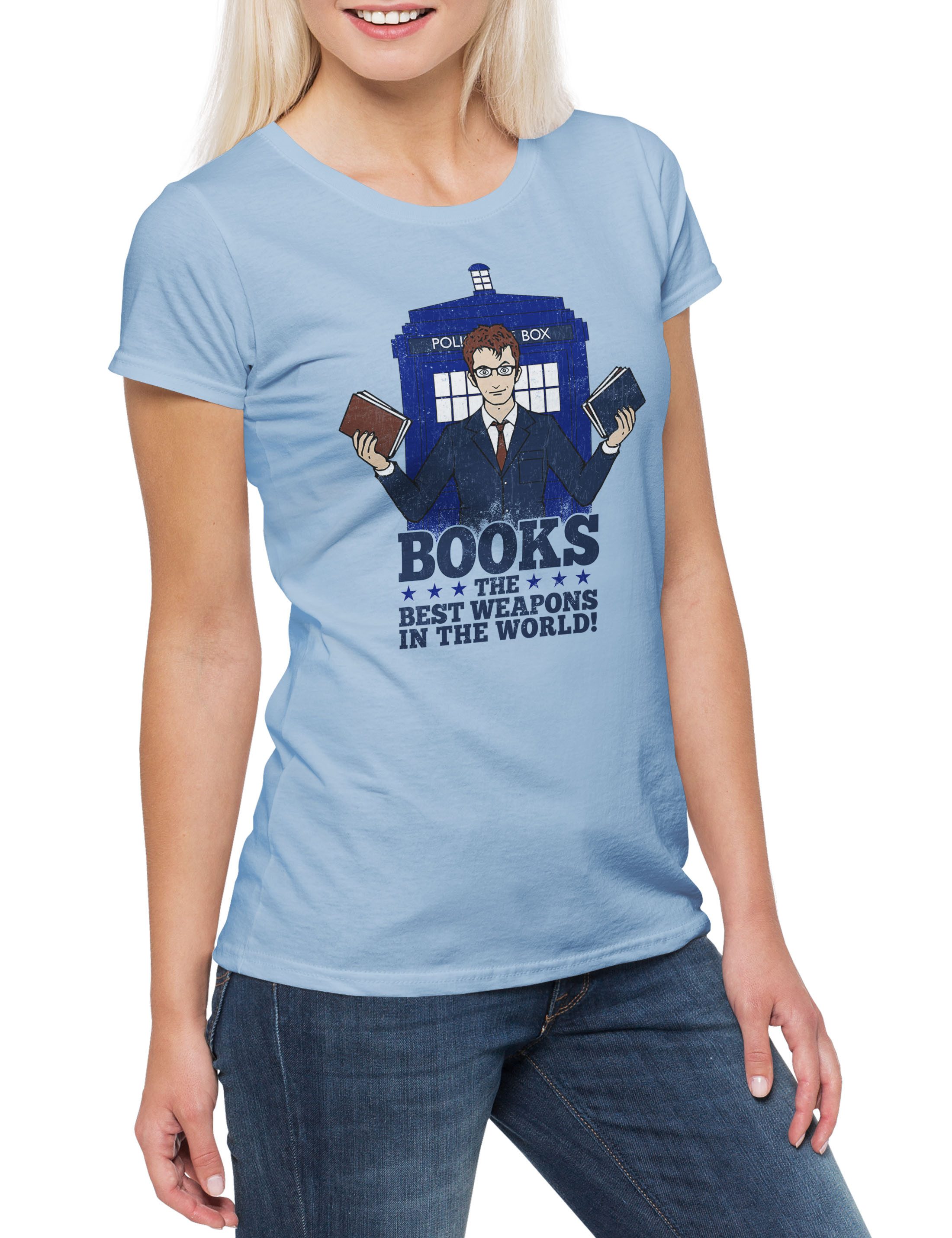 Urban Backwoods Print-Shirt Books Are Weapons Damen T-Shirt Best World Bücher Buch Book Love Liebe (1-tlg) Lehrer Bibliothekar Addiction Sucht
