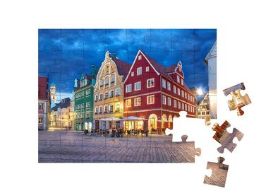 puzzleYOU Puzzle Marktplatz bei Abenddämmerung, Memmingen, Bayern, 48 Puzzleteile, puzzleYOU-Kollektionen