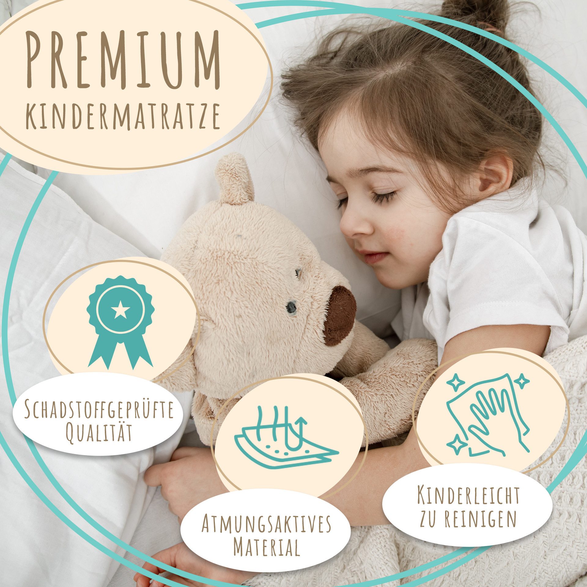 Kindermatratze waschbarer Bezug Kinder 10 cm hoch, eco5 Zertifizierung Wendematratze, Kids Collective, 10 cm hoch, Matratze 60x120 Baby Kindermatratze 60x120cm, Kinderbett Bodenbett