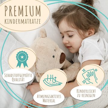 Kindermatratze mit waschbarem Bezug 60x120 70x140 80x160 80x180 90x200, Kids Collective, 10 cm hoch, optional mit Spannbettlaken aus 100% Baumwolle, Wendematratze