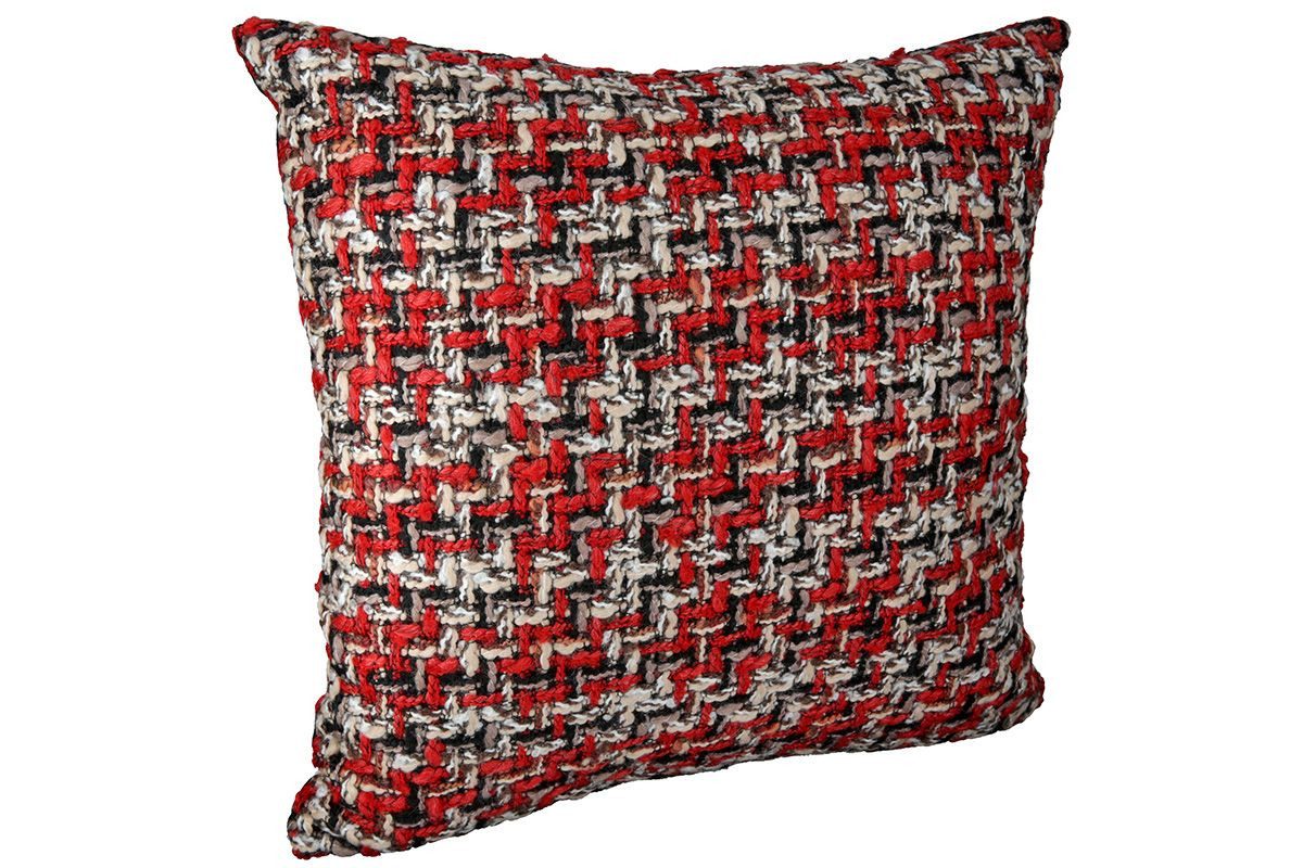 Dekokissen Kissen, quadratisch, Tweed, Stoff, rot