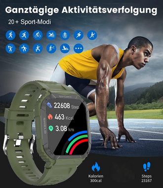 Sross Smartwatch Herren,mit Telefonfunktion, Fitness Tracker Uhr Smartwatch (1,83" HD Touchscreen Zoll) Sportuhr mit Blutdruck,SpO2,Herzfrequenz,Schrittzähler,Nachrichtenerinnerung, IP67 Wasserdicht,24 Sportmodi fitnessuhr für Android-iOS
