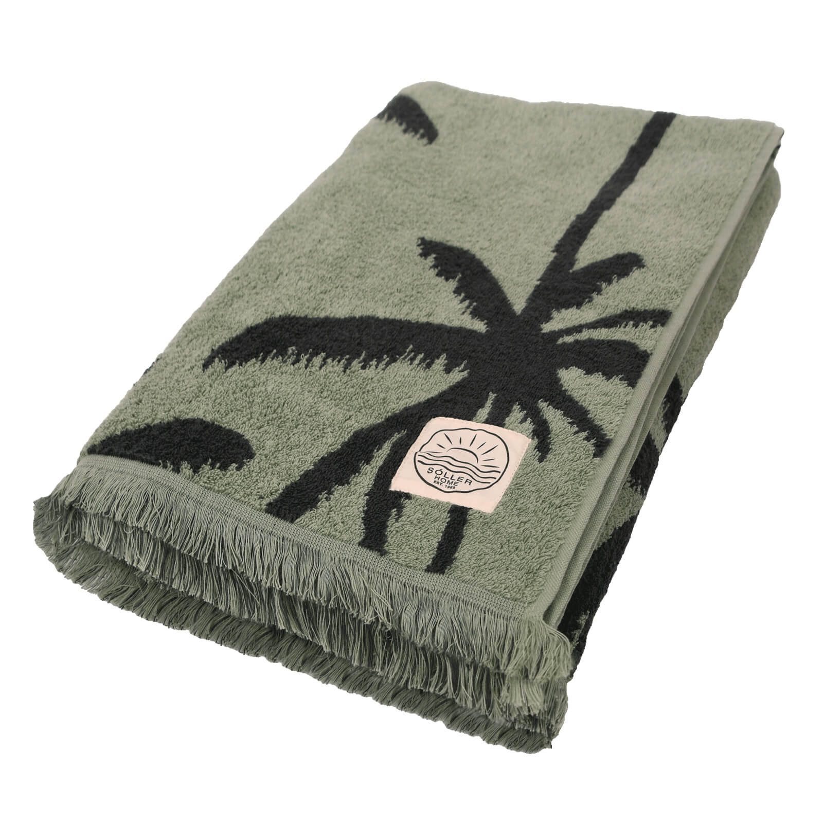 Depotex Strandtuch Palmen Grün, Jacquard-Walkfrottee (1-St), Strandlaken, Badetuch, Handtuch