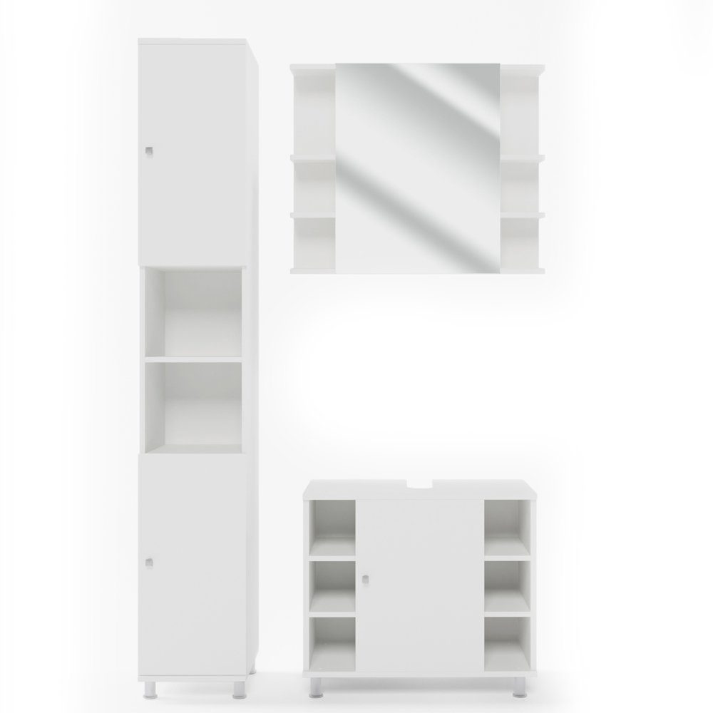 Vicco Badmöbel-Set Fynn, Weiß, 3 Teile, günstig online kaufen