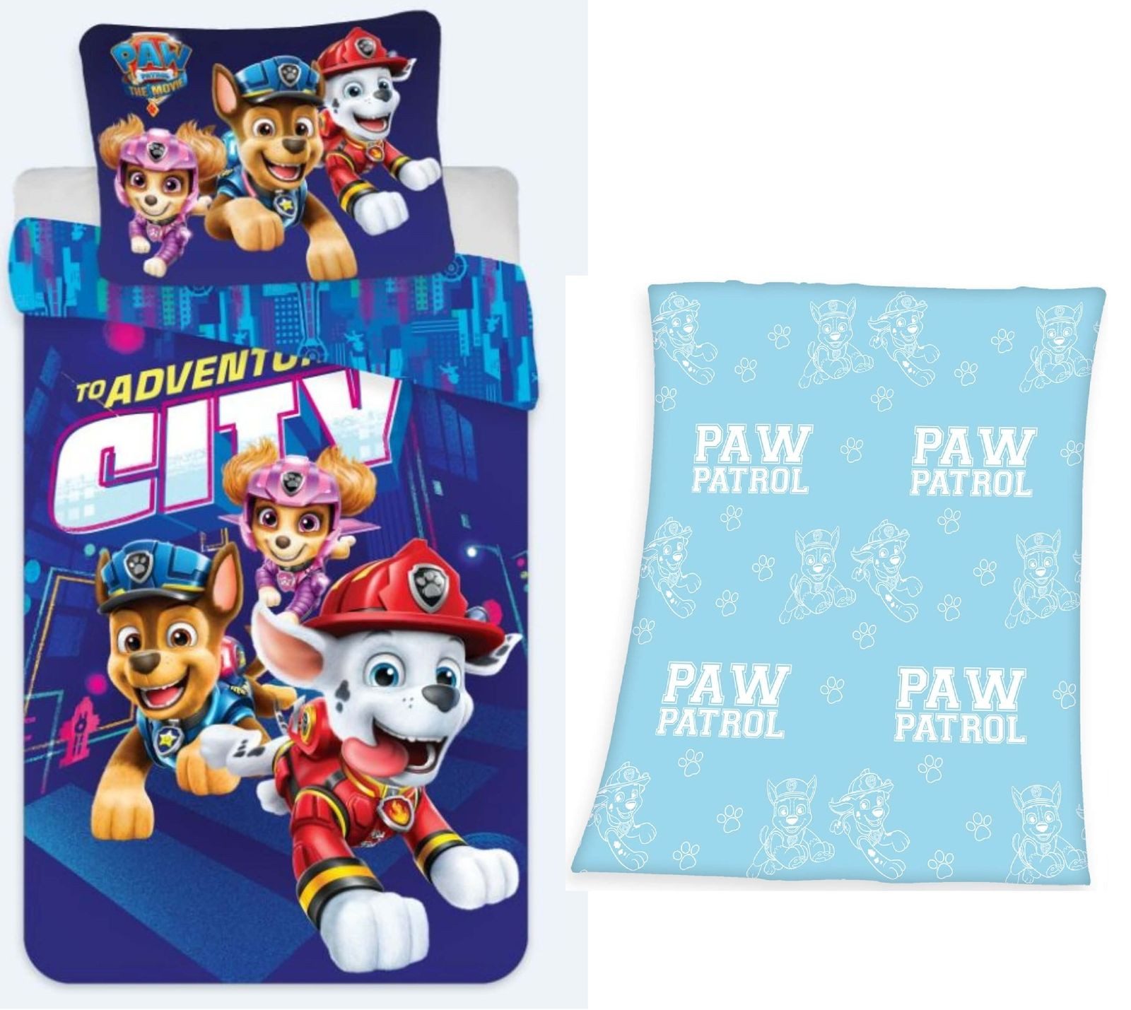 Bettwäsche PAW Patrol Movie - Bettwäsche-Set, 135x200 - Fleecedecke GLOW, 130x160