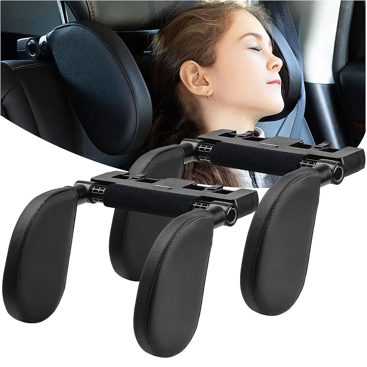 Happy Home Autokopfstütze Auto Kopfkissen Einstellbar 180° Nackenstütze Schlaf Kopfstütze