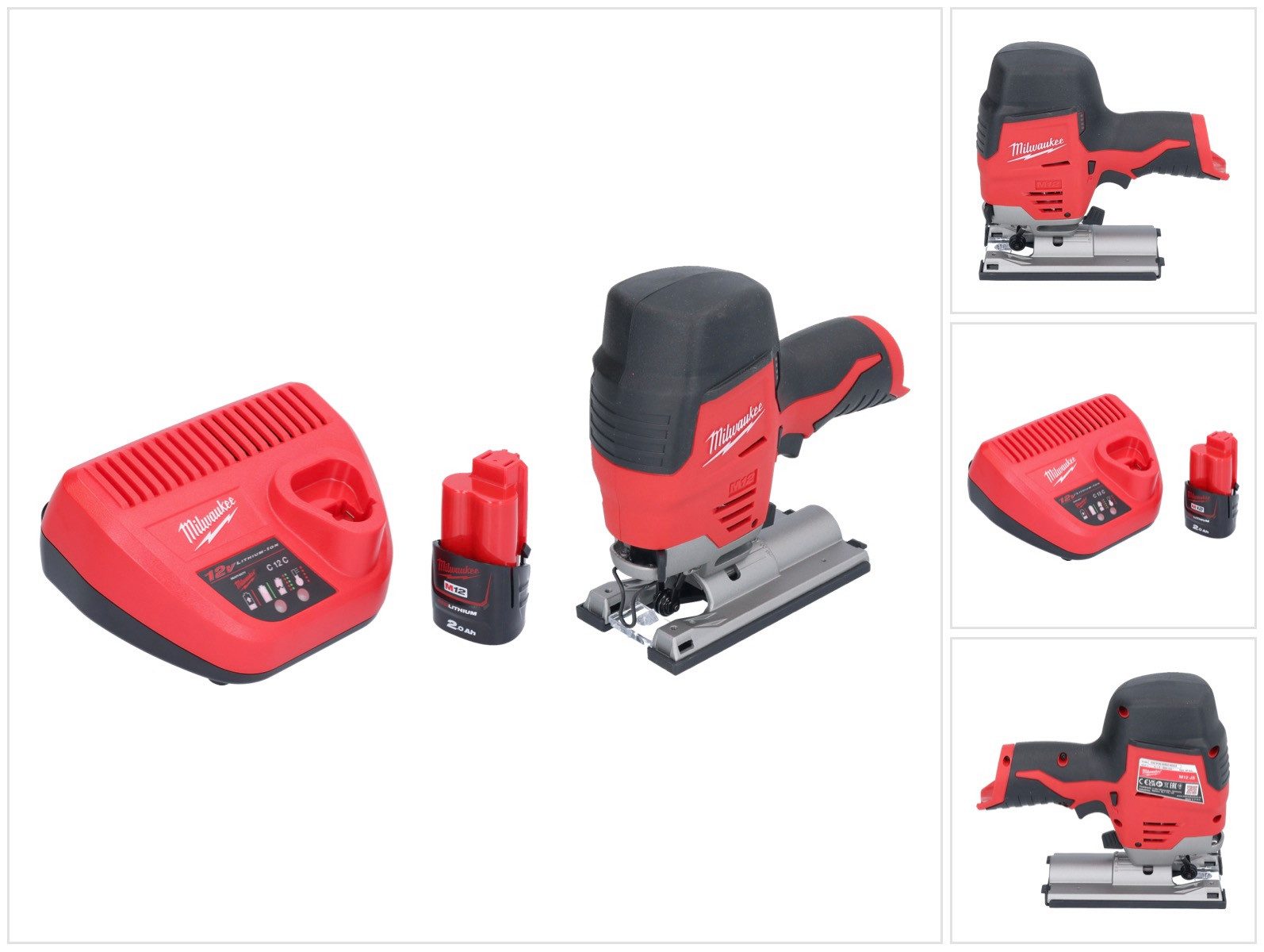 Milwaukee Kompakt-Handkreissäge M12 JS-201 Akku Stichsäge 12 V + 1x Akku 2,0 Ah + Ladegerät