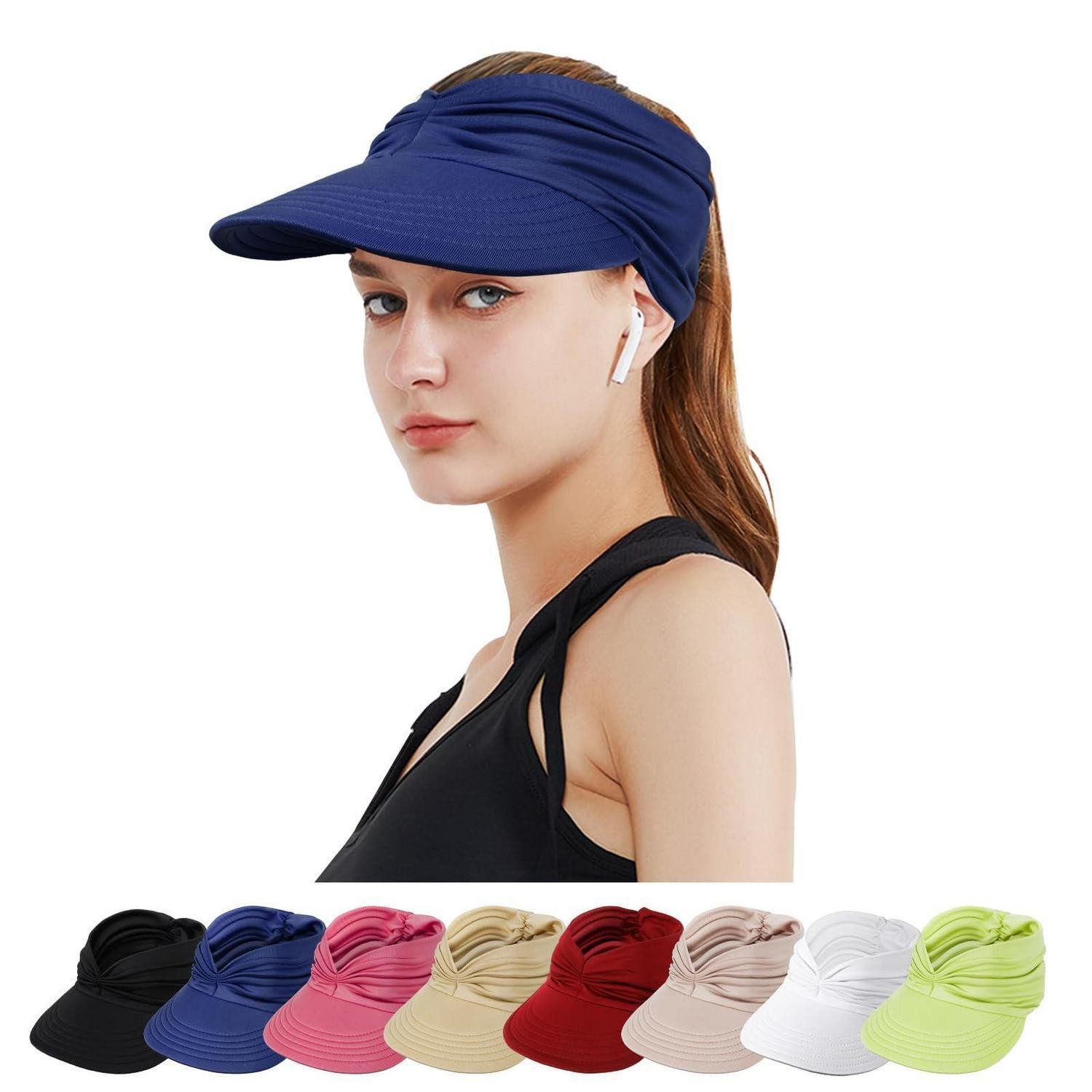 LuxusKollektion Visor Visorhut Damen faltbar Krempe Strand Einheitsgröße Marineblau