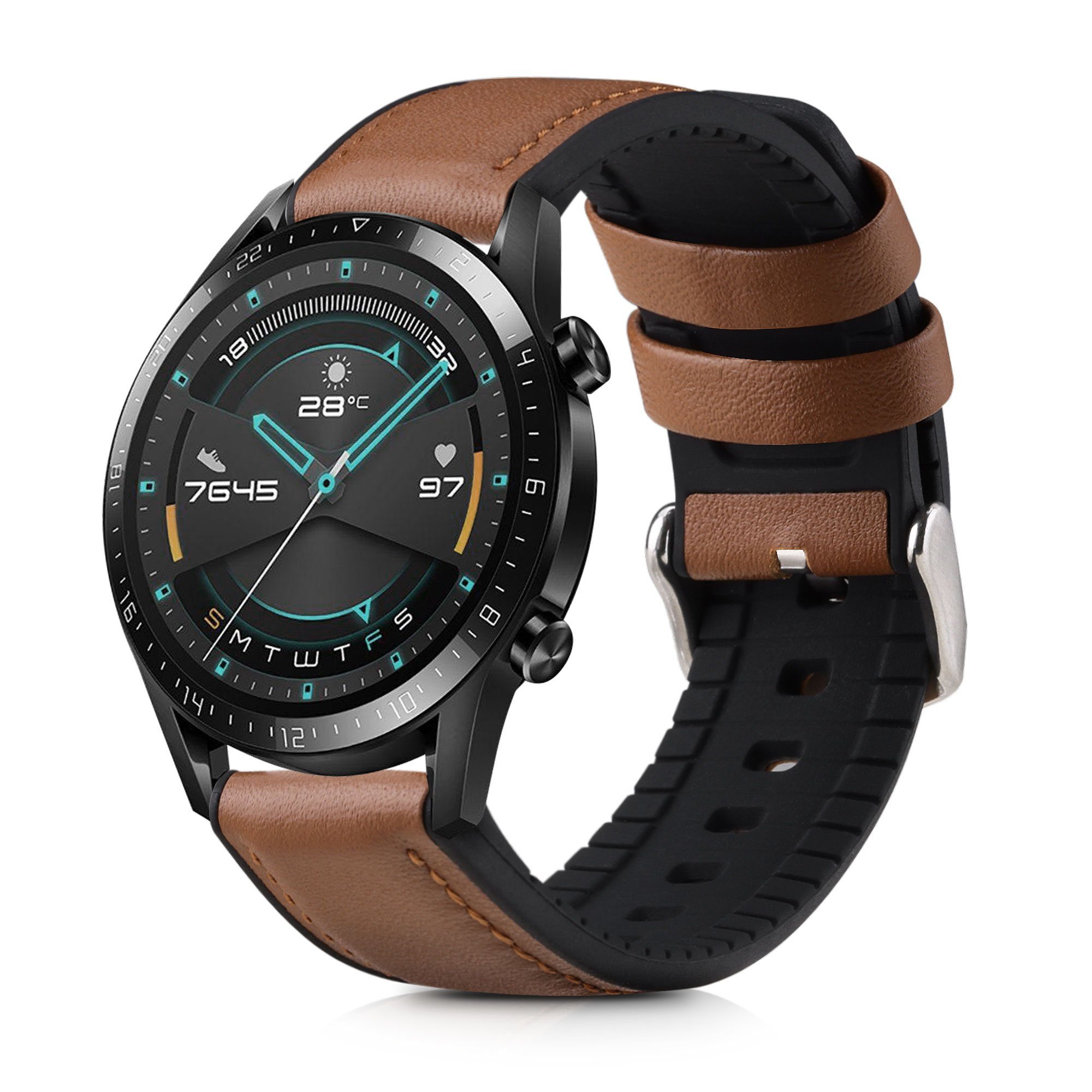 kwmobile Sportarmband für Huawei Huawei Watch GT / GT2 / GT3 (46mm) Smartwatch, 1-tlg., Leder Fitnesstracker Ersatzarmband Uhrenverschluss