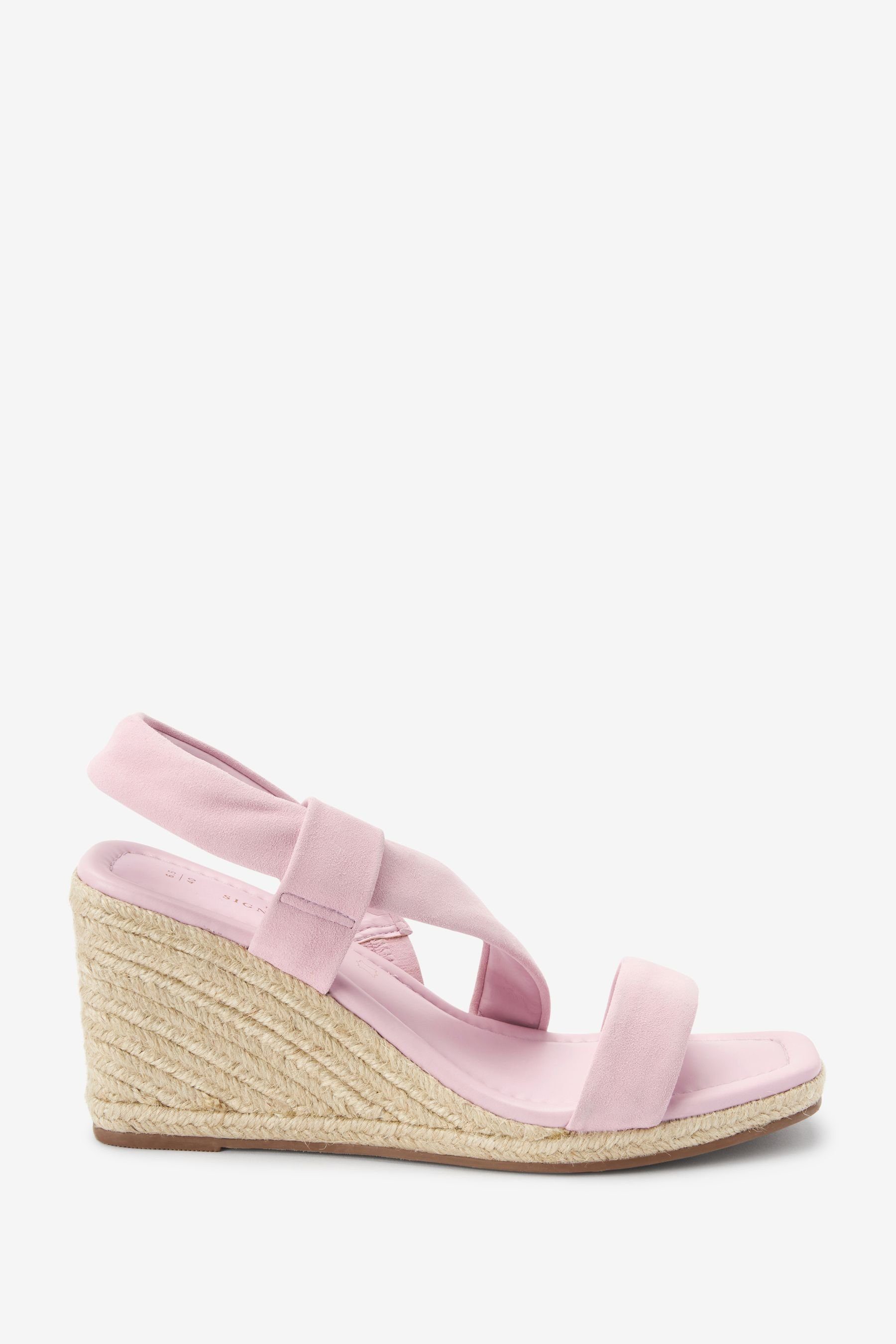 (1-tlg) Keilsandalette Wildleder-Keilabsatzschuhe Signature Asymmetrische Pink Next