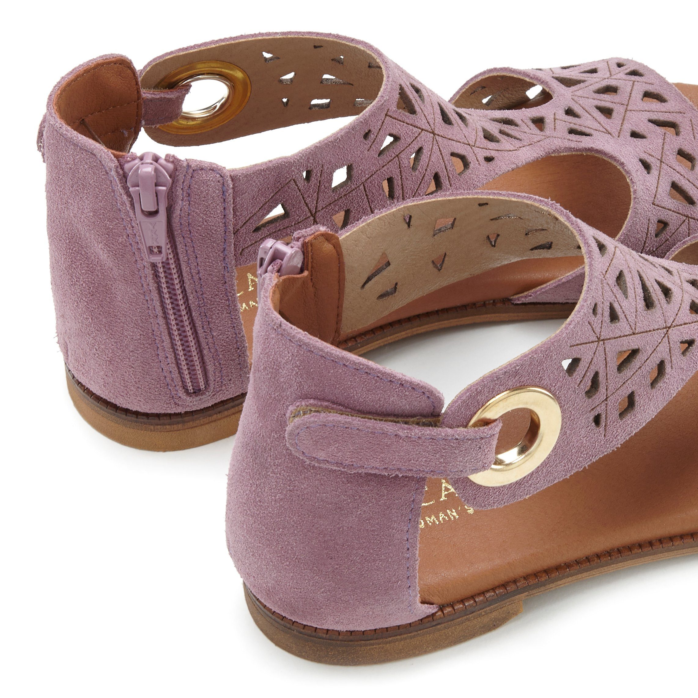 LASCANA Sandale Sandalette, Sommerschuh aus Leder hochwertigem Cut-Outs flieder mit