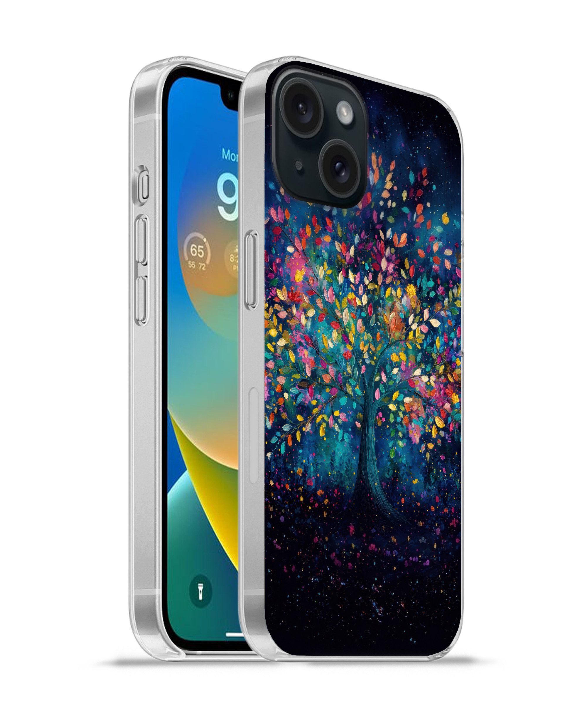 MuchoWow Handyhülle für Apple iPhone 15 Bunt - Baum - Magisch - Abstrakt, Smartphone-Bumper, Print, Handy Schutzhülle Dünn
