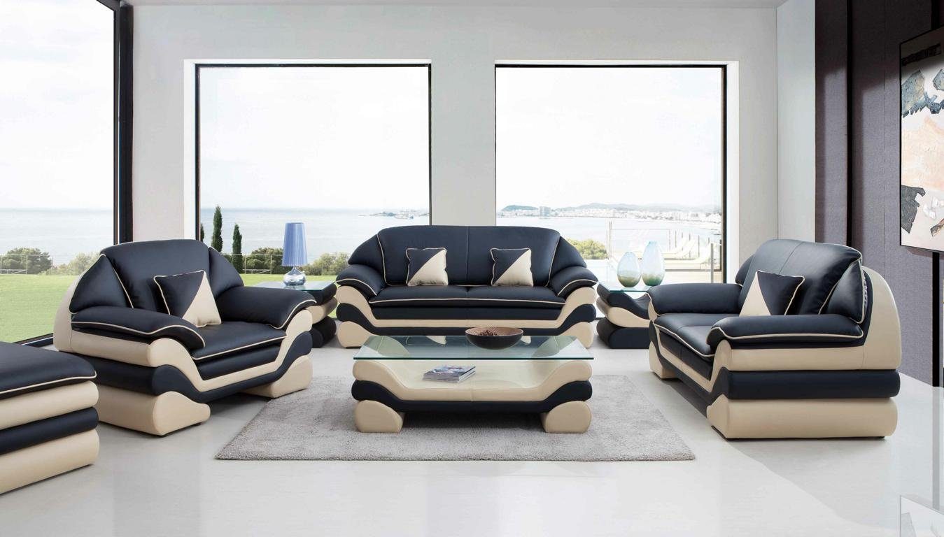 JVmoebel Sofa Made in Garnitur, Sofa 3+2 Sitzer Wohnlandschaft Europe Design Schwarz-beige