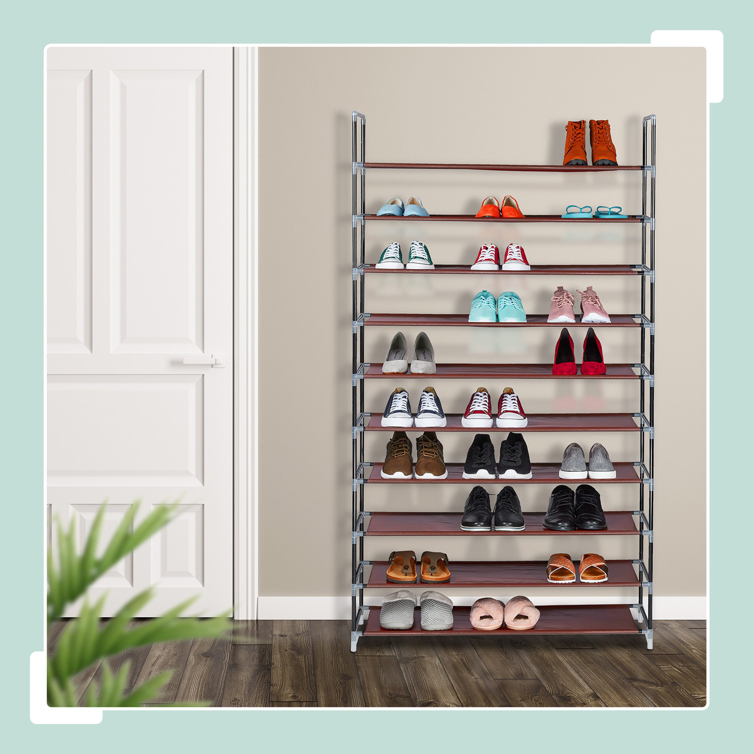 relaxdays Schuhregal Stoff für 50 Paar Schuhe, Bordeaux günstig online kaufen