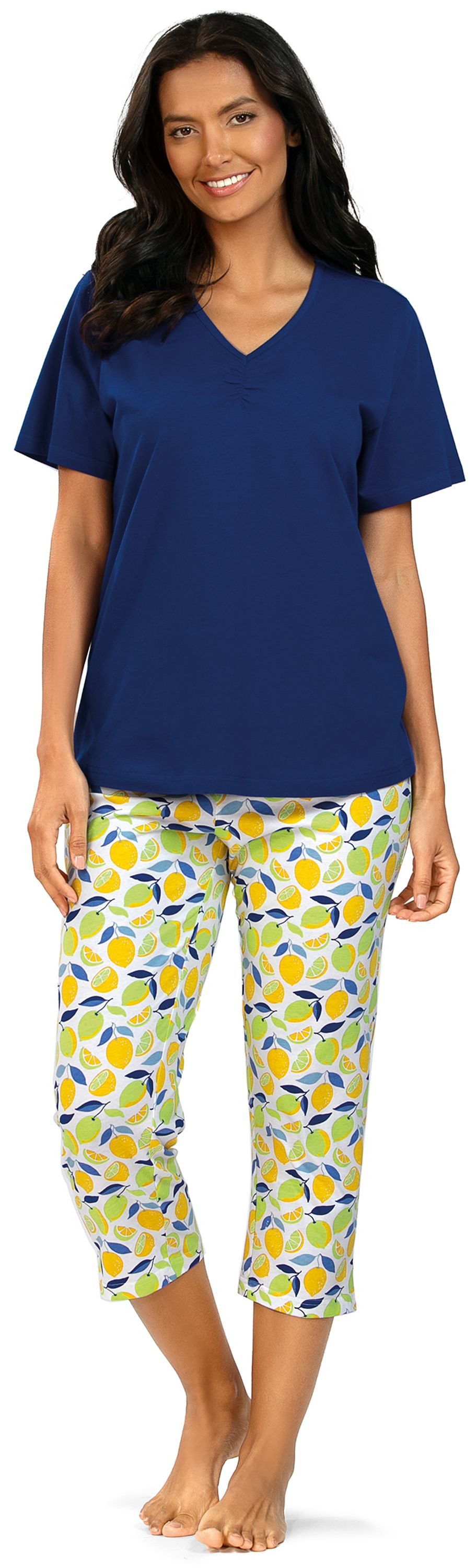comtessa Schlafanzug Summer Whisper (Set, 2 tlg., 2-teilig) Damen Pyjama 2-teilig 7/8 Hose Baumwolle große Größen Sommer