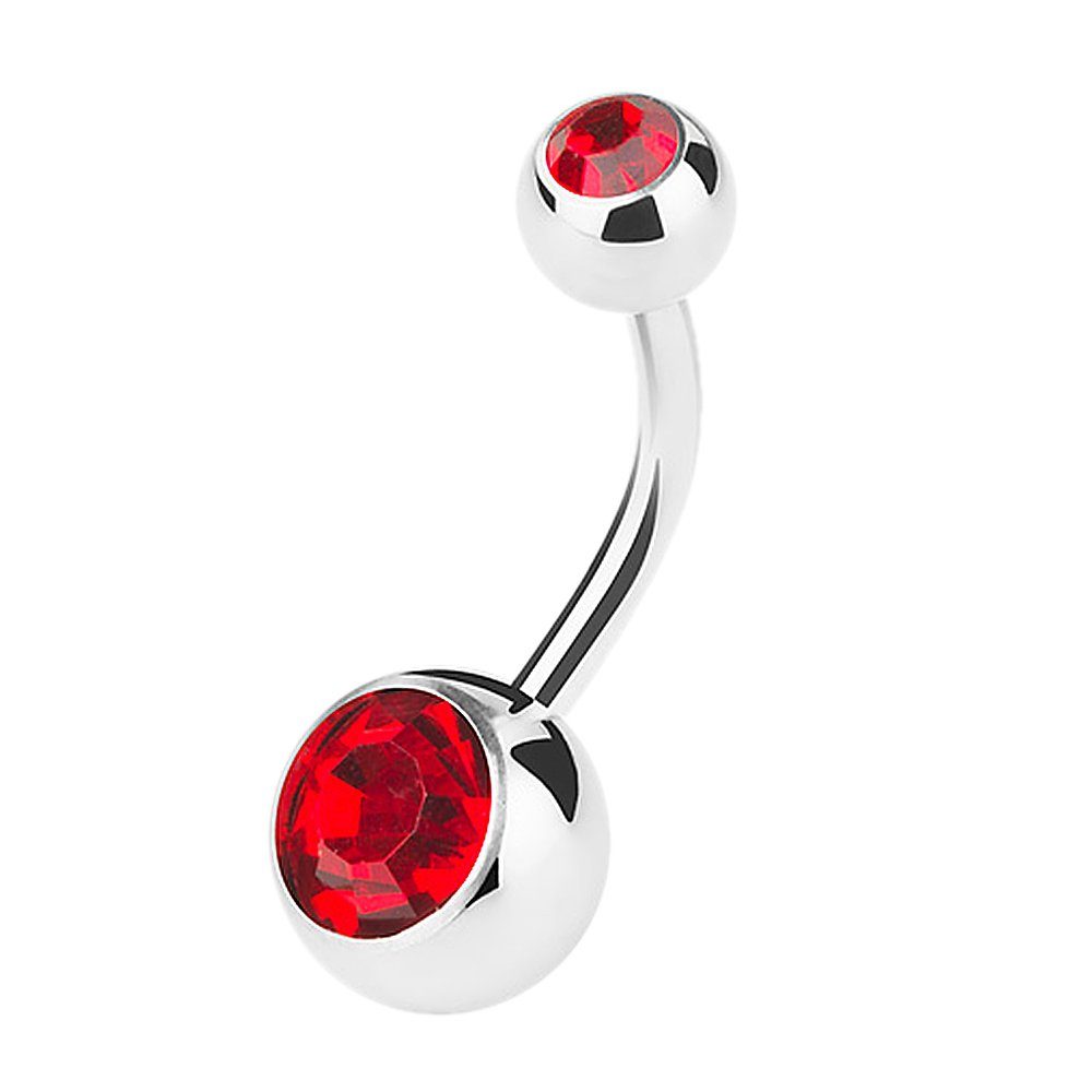 Taffstyle Bauchnabelpiercing Banane Piercing Bauchpiercing Stecker Gebogen Doppel Kristall, Piercing Banane Chirurgenstahl Stecker Gebogen Doppel Kristall Kugel