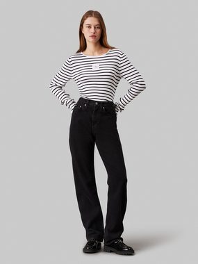 Calvin Klein Jeans Rundhalspullover WOVEN LABEL TIGHT SWEATER mit Logopatch