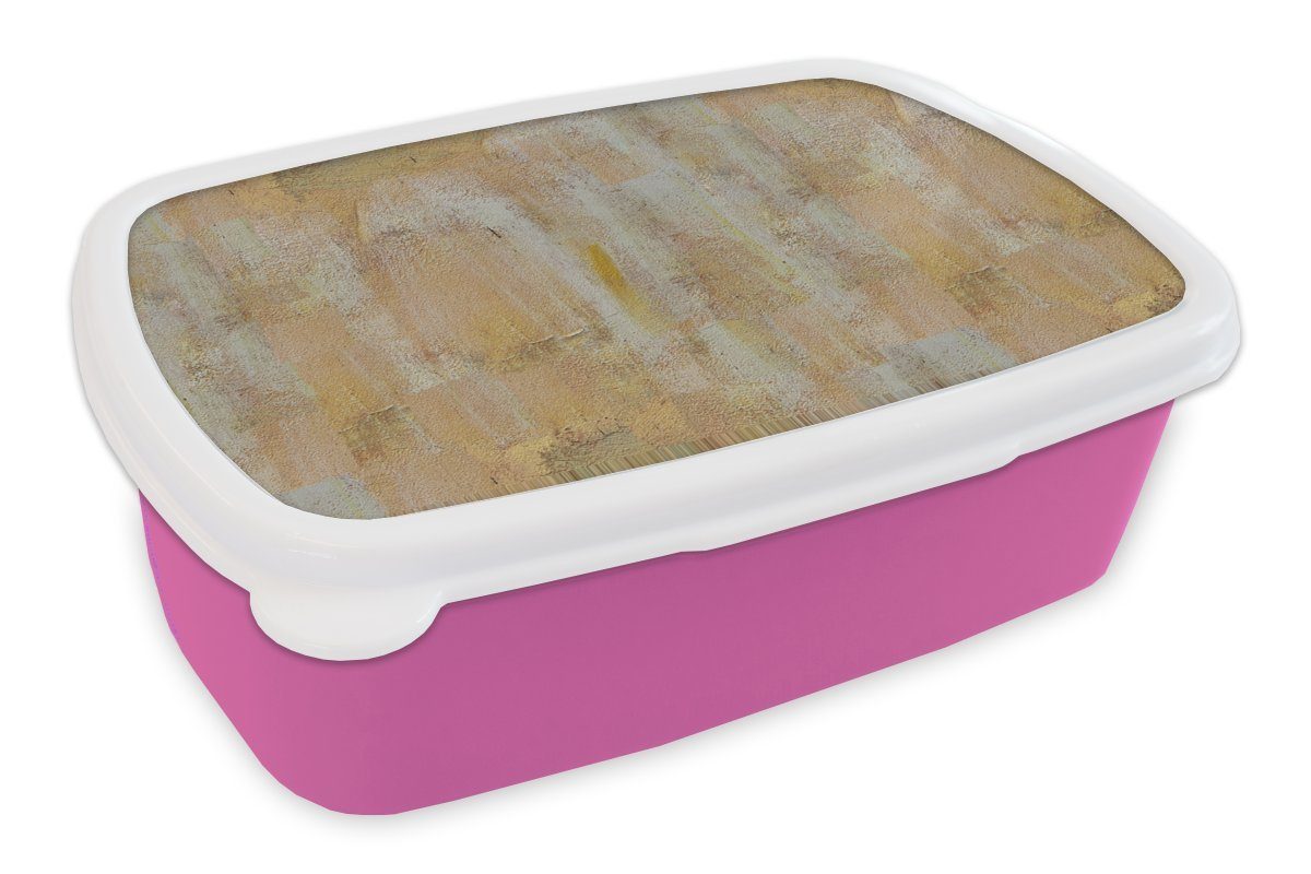 MuchoWow Lunchbox Muster, Kinder, Snackbox, Mädchen, - rosa Kunststoff, Vintage für Brotbox Rost - Brotdose (2-tlg), Erwachsene, Kunststoff
