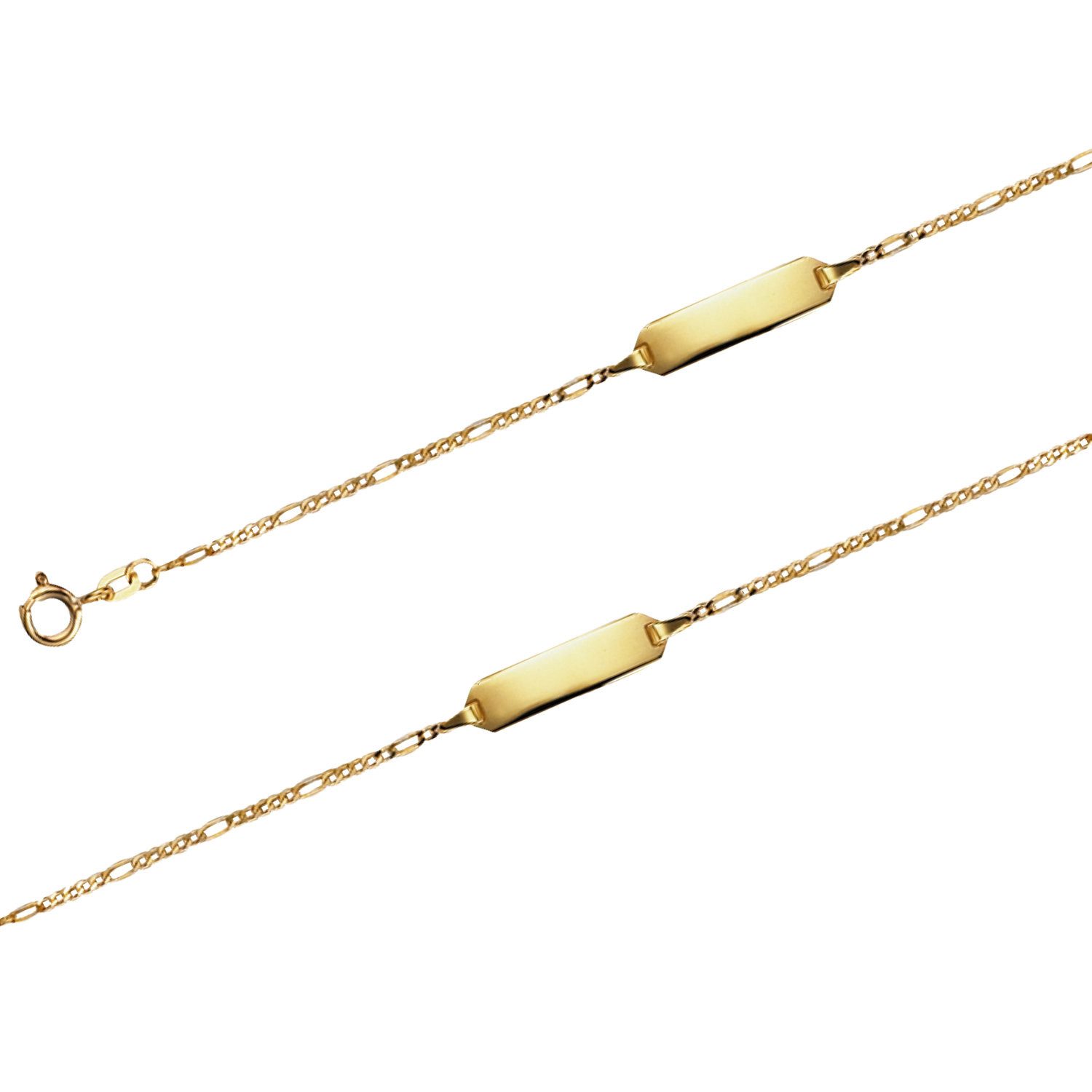 Goldkette JB Damen ID Goldarmband Figaro Diamantiert 1,5 mm 333 - 8 K 15 cm