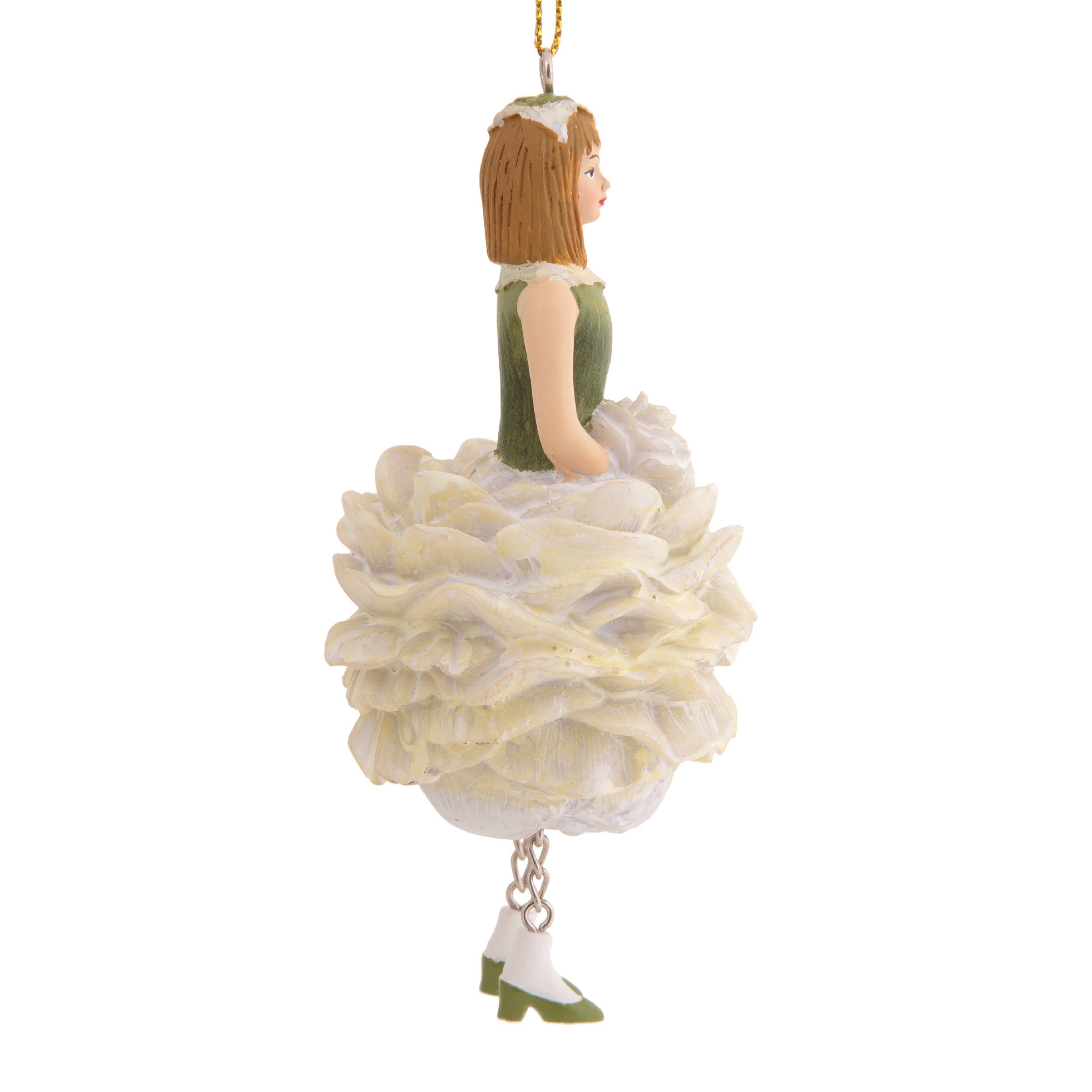 ROSEMARIE SCHULZ Heidelberg Dekofigur Blumenmädchen Pfingstrose zum Hängen Dekohänger Kunstblume, Handbemalte Figur aus Polyresin