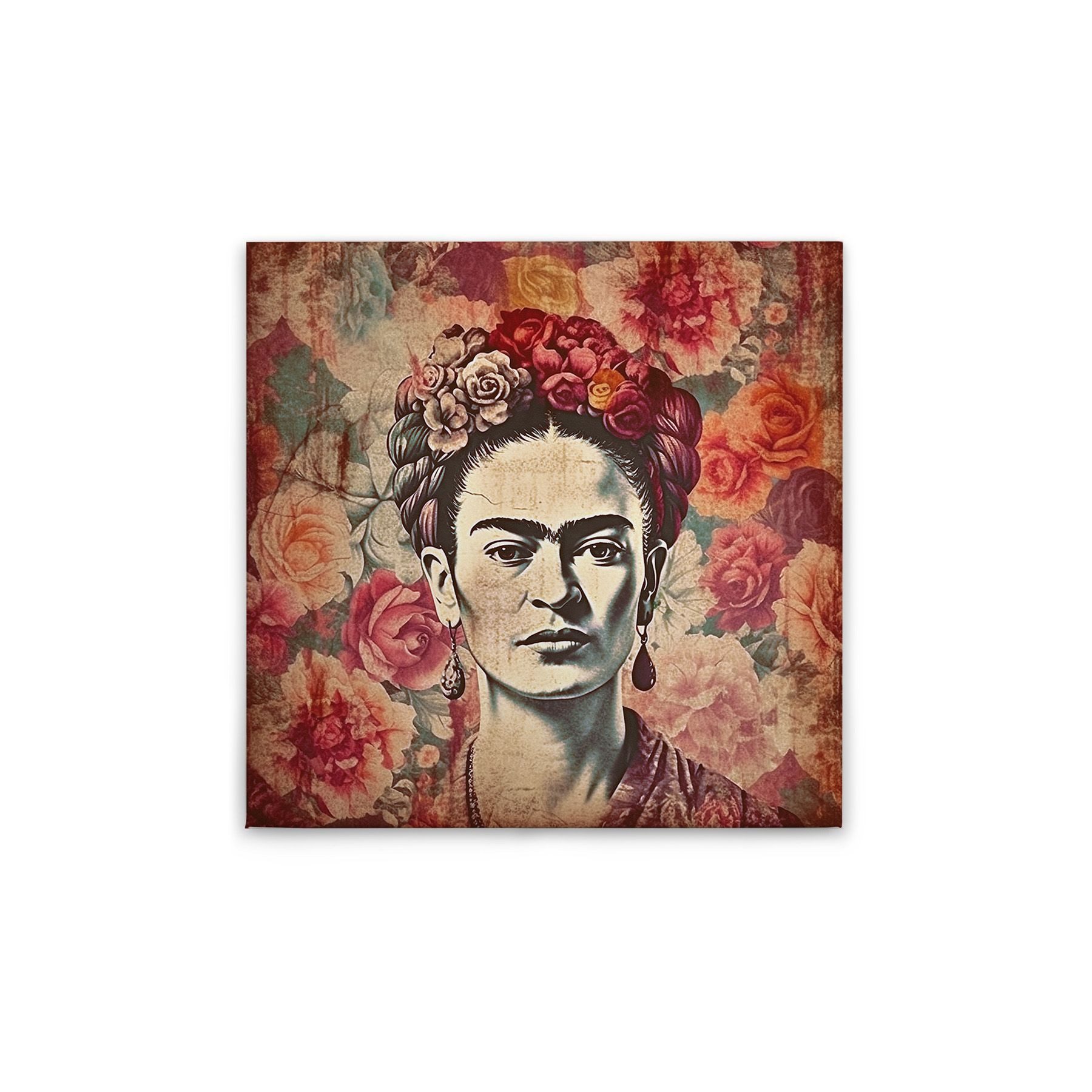 Tadessi Leinwandbild Leinwandbild Frida mit Blumen M1-No.52029, Keilrahmen in Bunt-Parent, Menschen