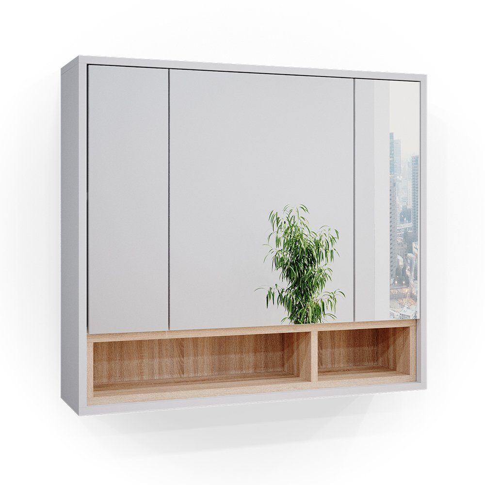 Vicco Badezimmerspiegelschrank Beatrice, Weiß/Sonoma, 80 x günstig online kaufen