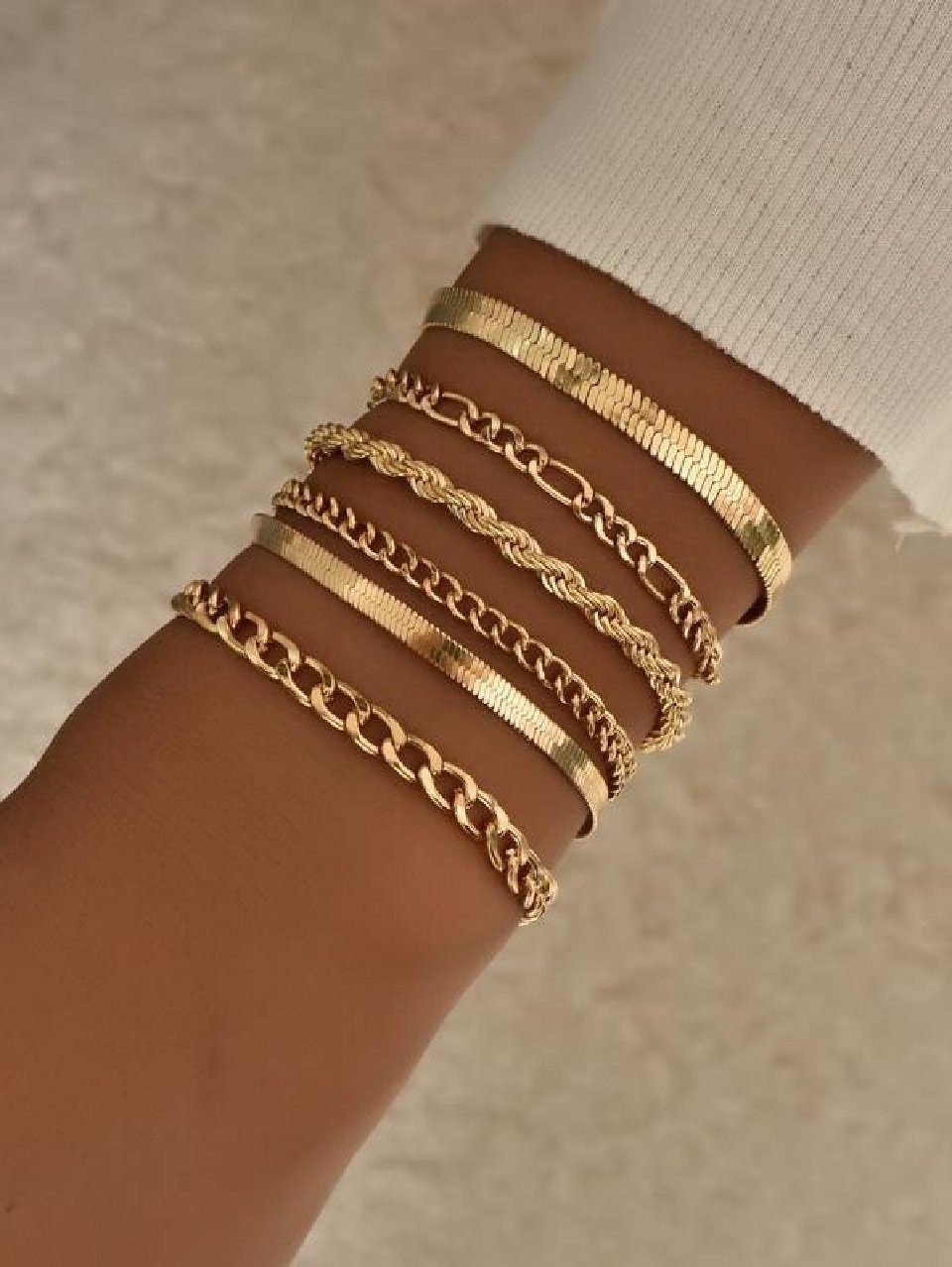 GOLDKLEIN Schmuckset 6 Stück vergoldeter Edelstahl Armbänder Schmuck (6-tlg günstig online kaufen