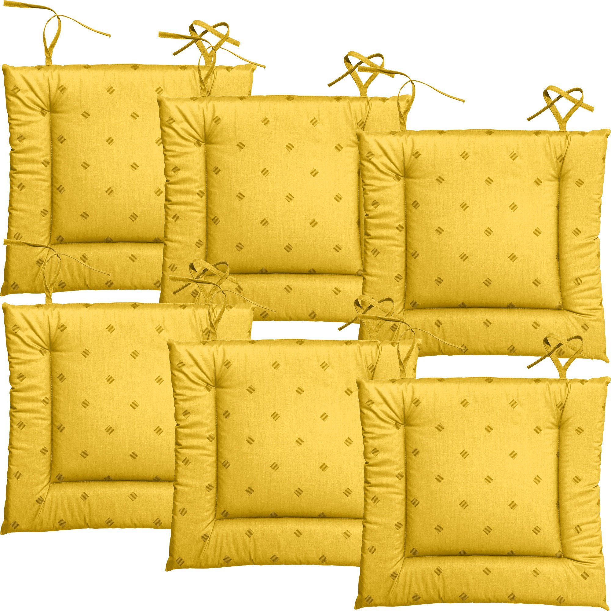 Erwin Müller Подушка для стула Подушка для стула "Neuss" mit Bindebändern 6er-Pack, abwaschbar Uni