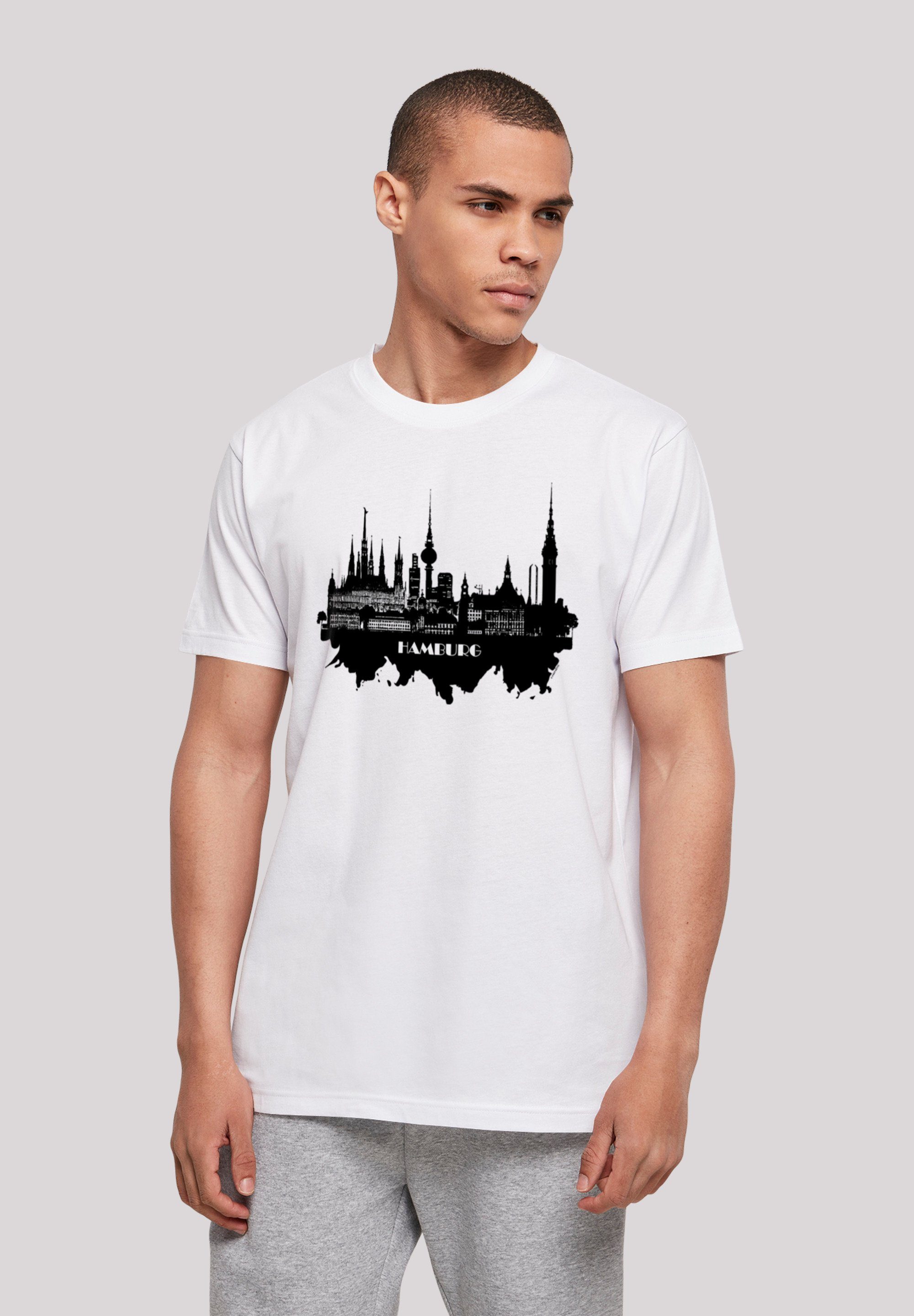 Hals Doppelnähte - T-Shirt Saum Collection Hamburg F4NT4STIC Rippbündchen Cities skyline Print, am am und