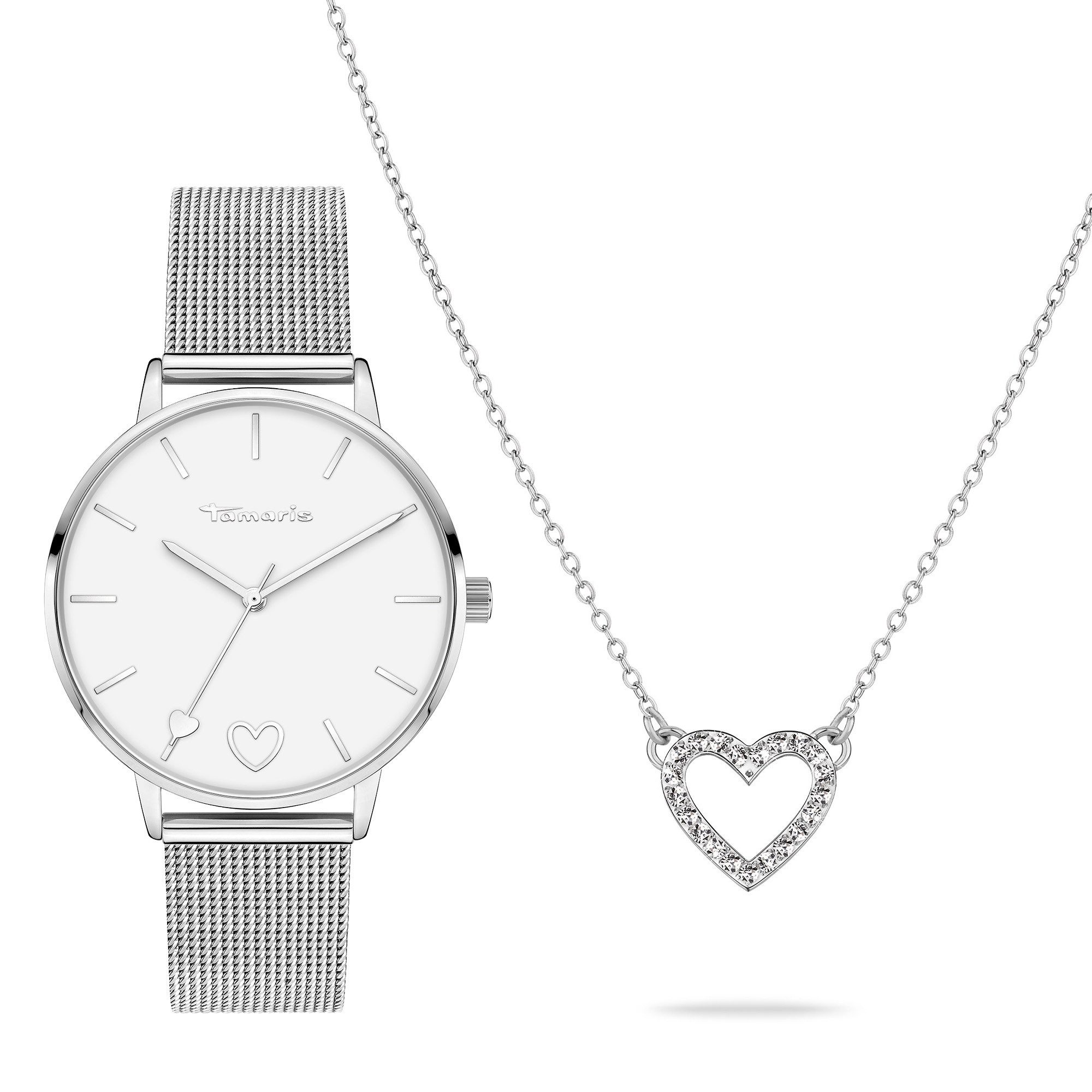 Tamaris Quarzuhr Sparkling Hearts Edelstahl
