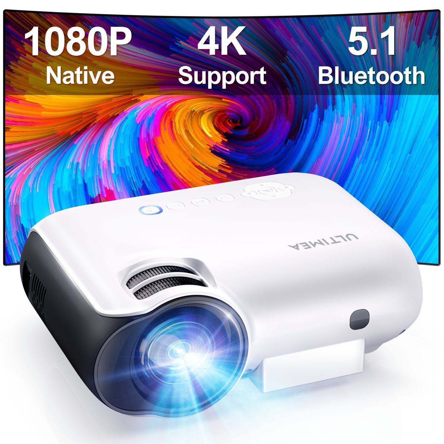  Mini Projector support 4K 1080P Projector with 2.4G wifi and  Bluetooth 5.0 260 ANSI 8000L Support 200 Inch Display Home Theater Portable  Projector : Electronics