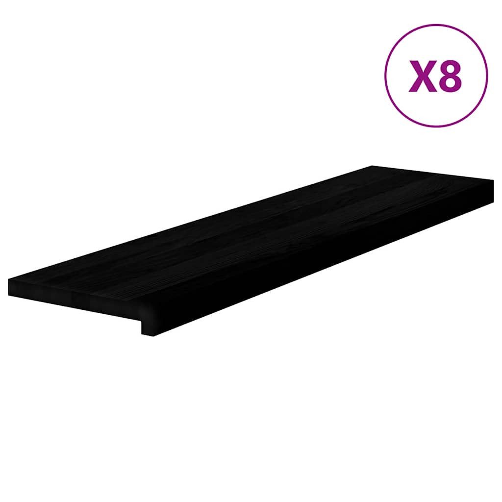 vidaXL Stufenmatte Treppenstufen 8 Stk. Braun-Schwarz 100x30x2 cm Massivholz Eiche, Hütte, Treppenstufen 8 Stk. Braun-Schwarz 100x30x2 cm Massivholz Eiche