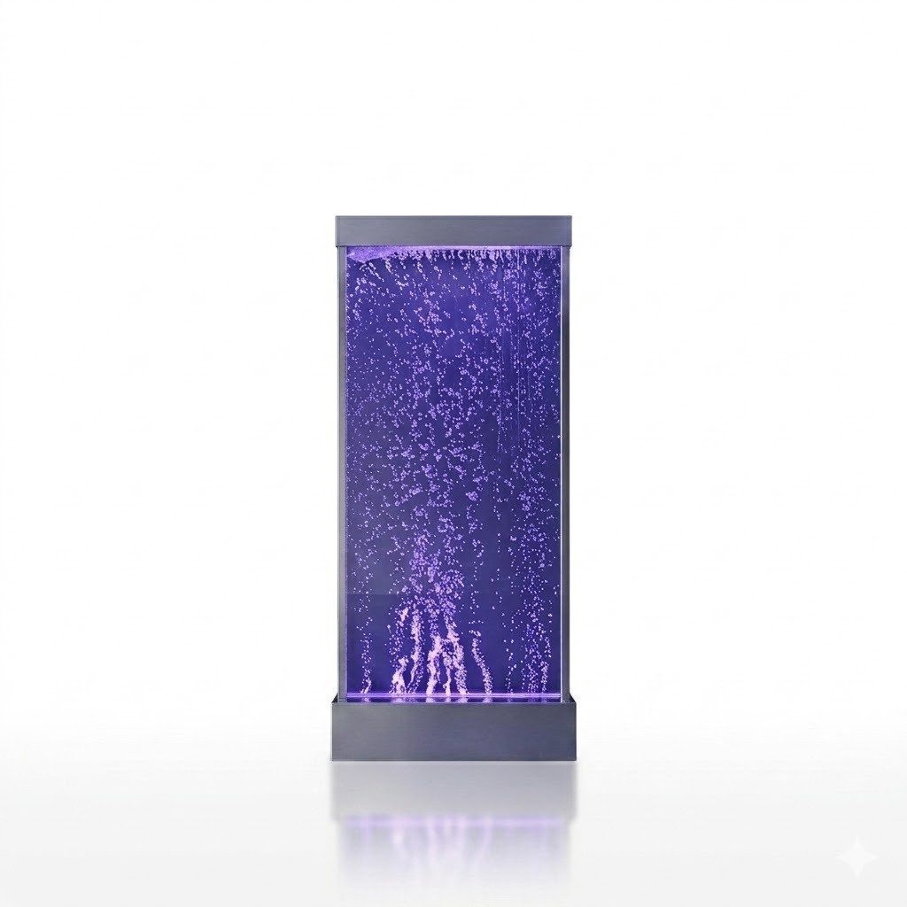 JVmoebel Zimmerbrunnen Wassersäule wasserwand Wasserfall Led Einrichtung Metall Trennwand, Made in Europa