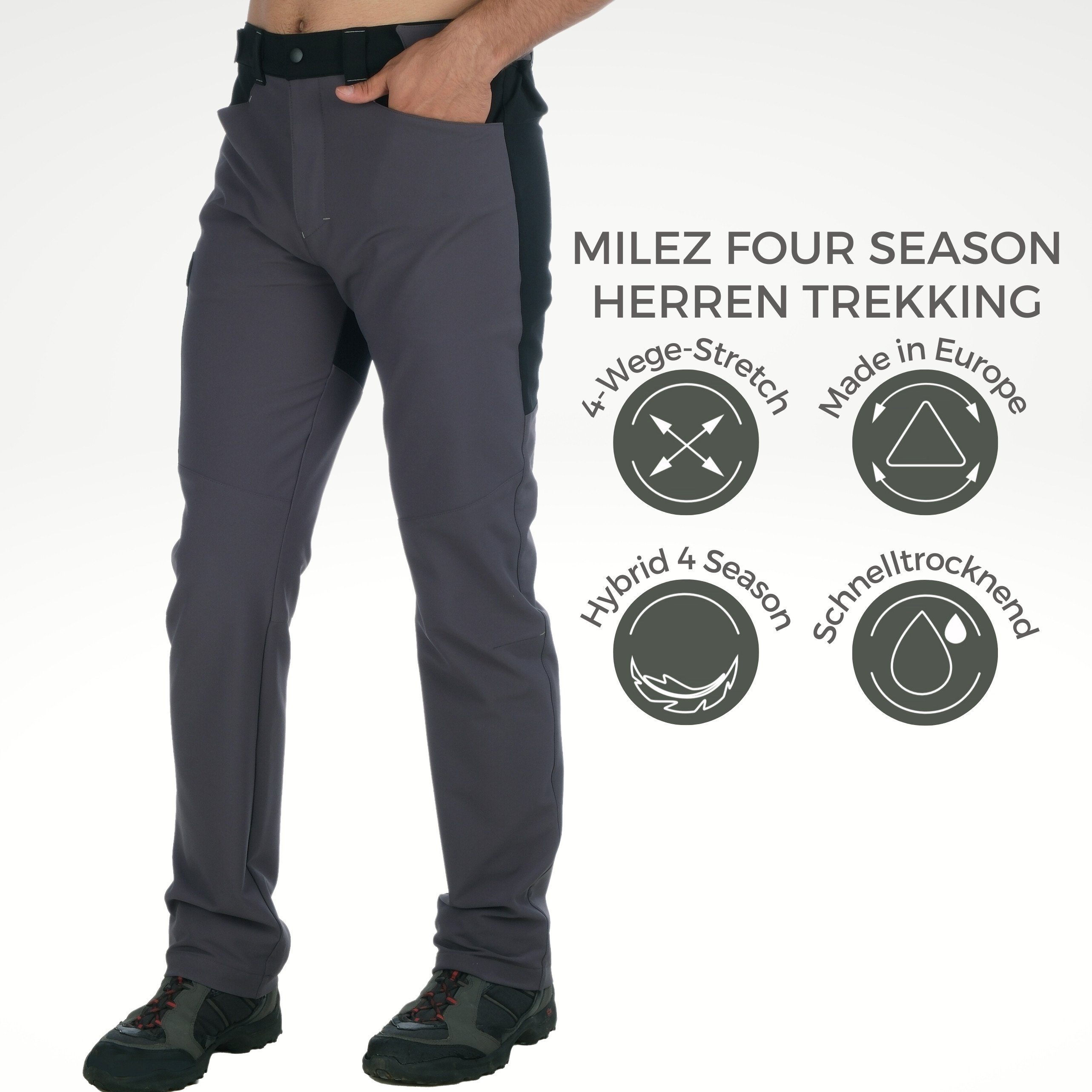 Kaymountain Trekkinghose Milez Hybrid Winter Season Hose four 58 Herren Outdoor Wander Graphite