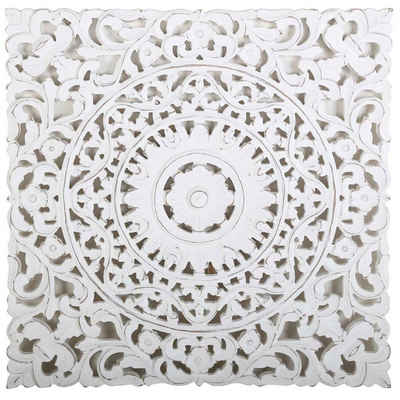 Casa Moro Holzbild Orientalisches Holz Mandala Ramez 55x55 cm Shabby Chic Weiß, Blumen (Fensterdeko Wanddeko, 1 St), Ramadan Wandbild Ornament Deko MD1009