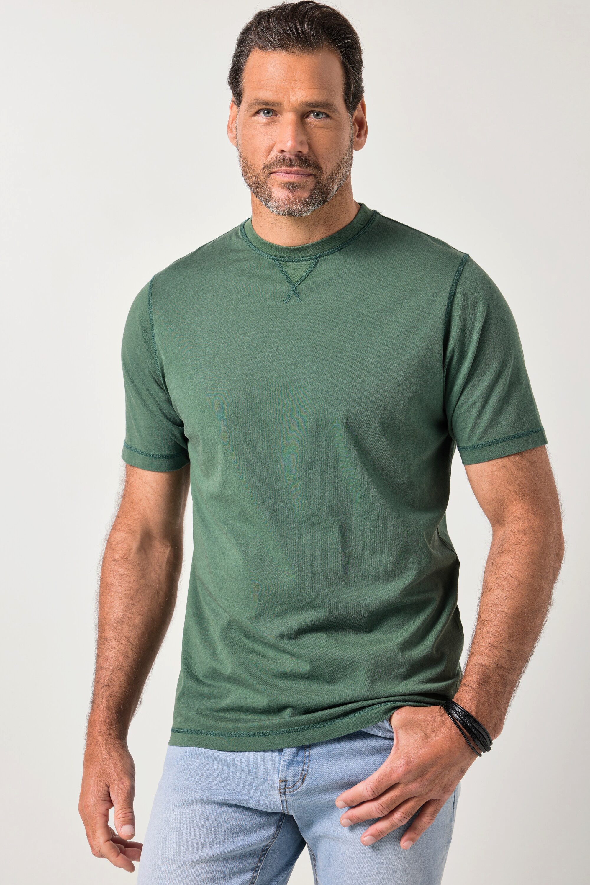 T-Shirt T-Shirt Halbarm Vintage-Look Stickerei