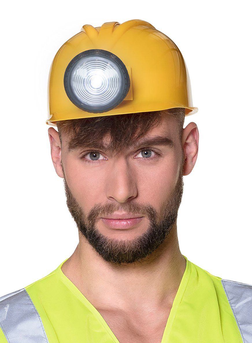 Boland Kostüm Bauarbeiterhelm mit Lampe, Schutzhelm für Höhlenforscher und die Jungs vom Bau