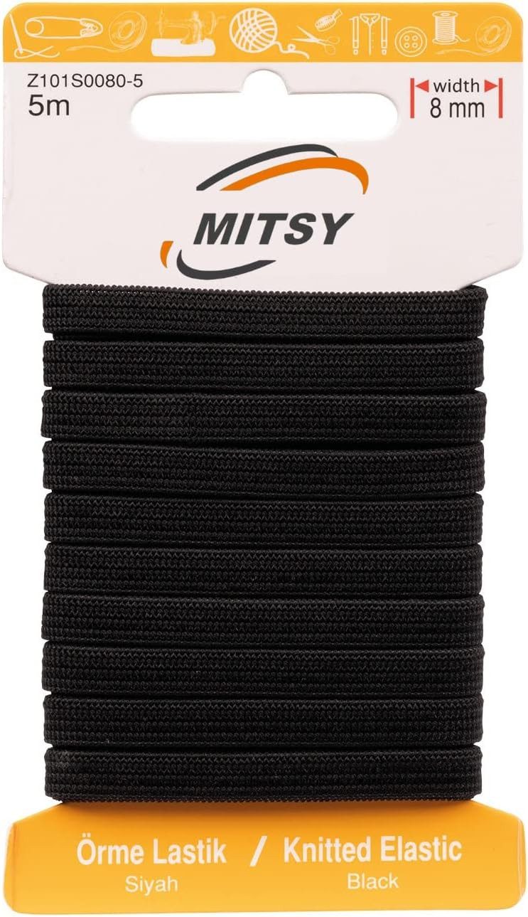 MITSY Gummibänder elastisches Gummiband 1,5/3/5/6/8/10/20/30 mm Gummilitze 5/10/25/100 m, Reißfest, Stark für Kleidung & DIY, ISO 9001/14001/OHSAS zertifiziert