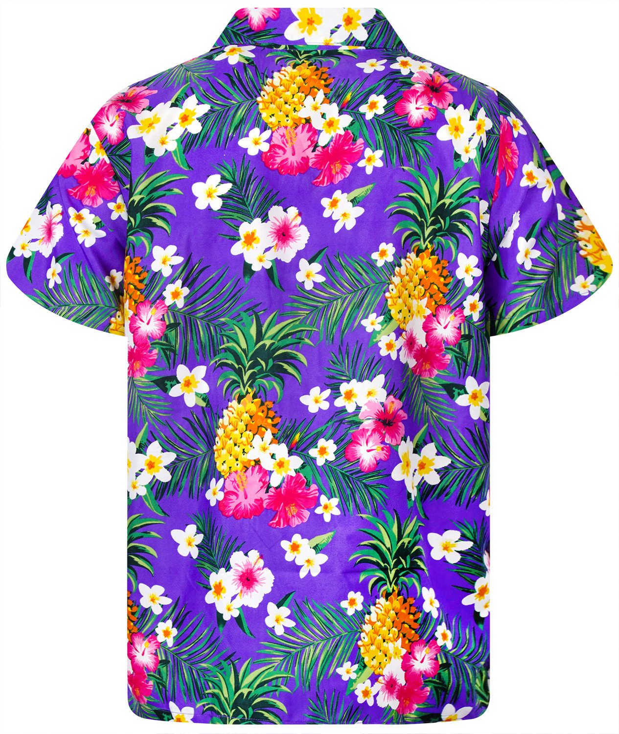 King Kameha Hawaiihemd Pineapple Flowers Funky Hawaii-Hemd Kurzarm Front-Tasche Unisex