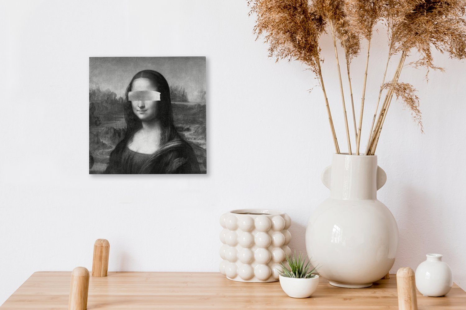 Bilder Leinwand Schlafzimmer für da Leonardo Weiß, Vinci (1 Gemälde Lisa bunt Schwarz - Wohnzimmer OneMillionCanvasses® St), - Mona -