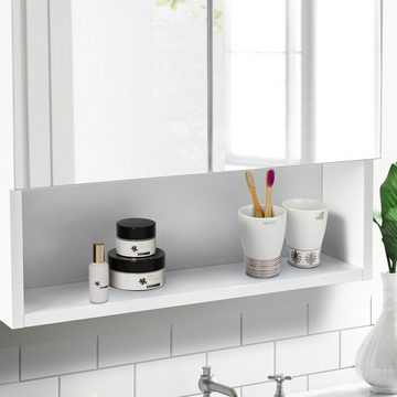 CLIPOP Badezimmerspiegelschrank Badschrank mit Spiegeltür (1er Set) Hängeschrank mit verstellbarer Ablage