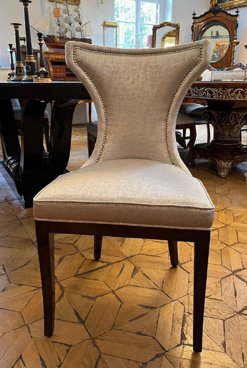 Casa Padrino Esszimmerstuhl Casa Padrino Luxus Art Deco Esszimmer Stuhl Silber / Dunkelbraun