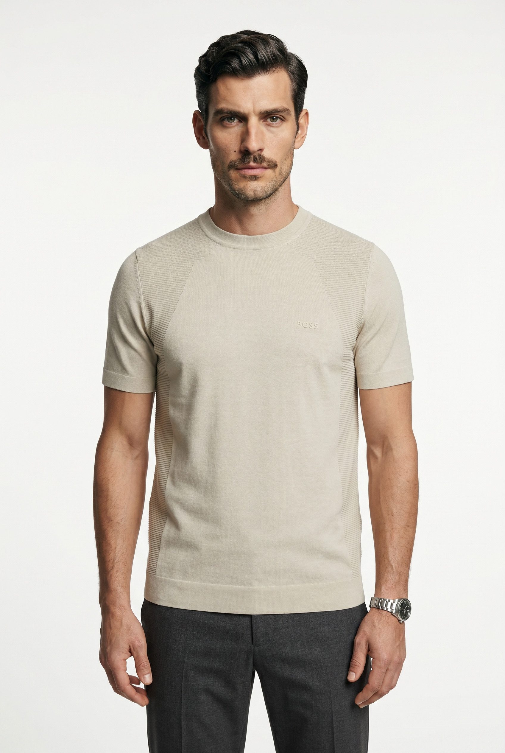 BOSS Green Kurzarmpullover KN_Momentum-Lite TS Kurzarm, Regular Fit, Baumwollmischung