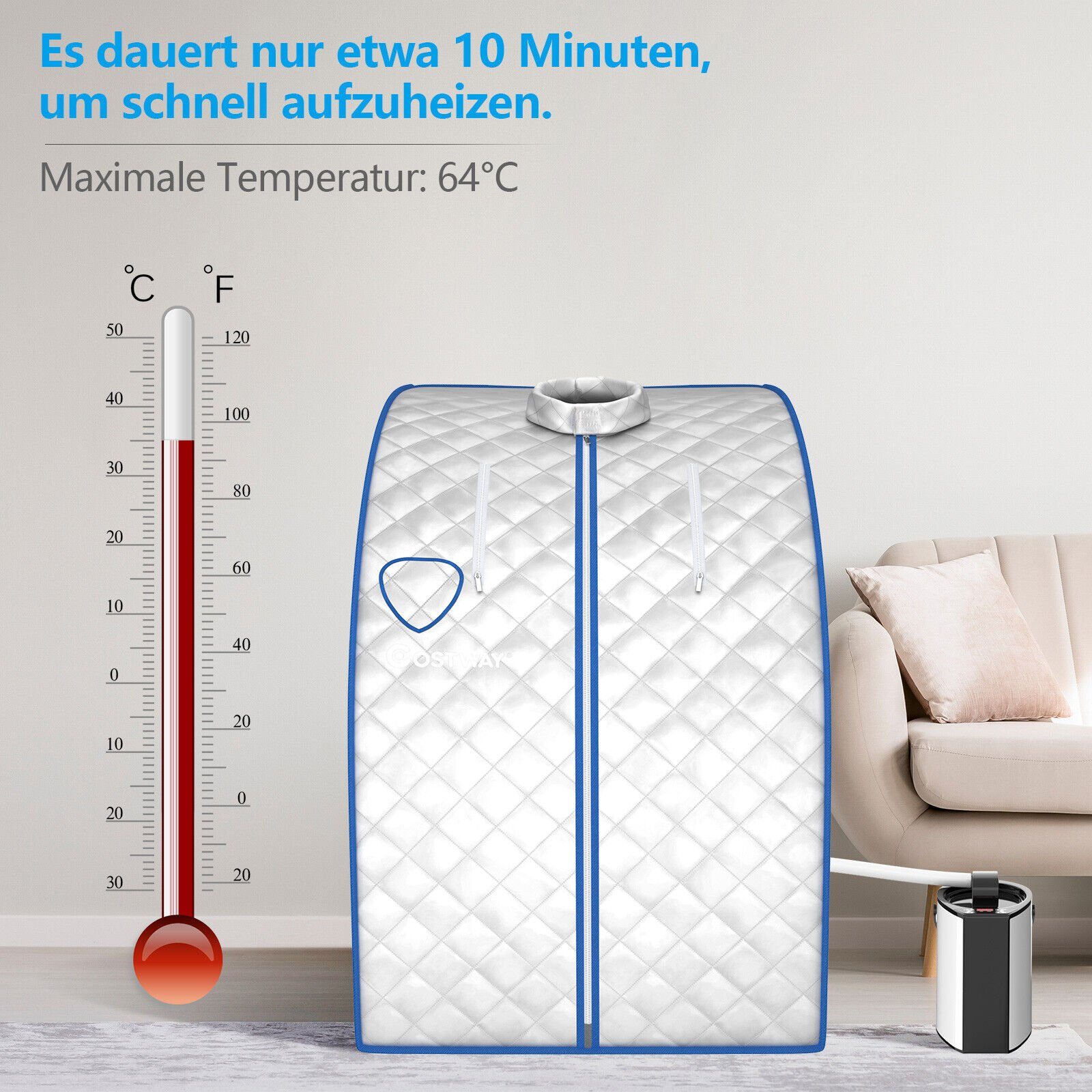 COSTWAY Sauna 3L Dampfsauna, 1000W, mit günstig online kaufen