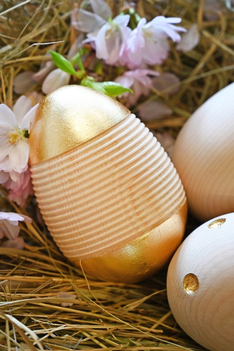 Demi Art Zirbenkissen Zirben-Ei groß - GLATT/LINIEN/GLATT - gold