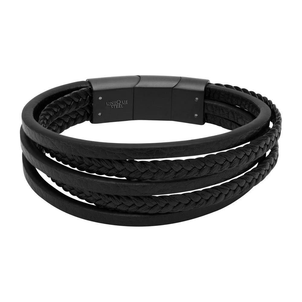Lederarmband Armband Leder schwarz (Länge: 21cm)