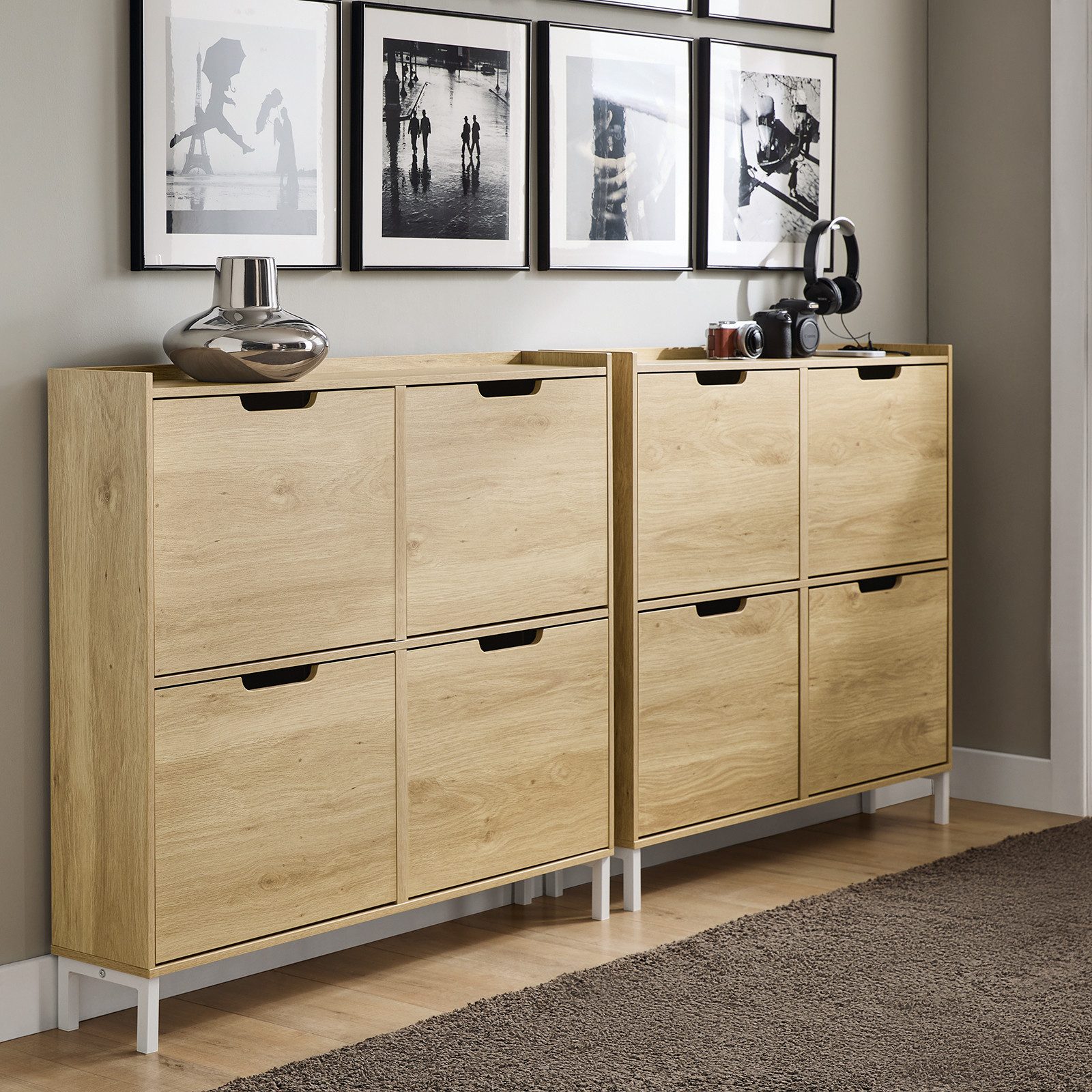 SoBuy Schuhkipper FSR100, mit 4 Klappen, Schuhschrank schmal, Schuhregal Sc günstig online kaufen